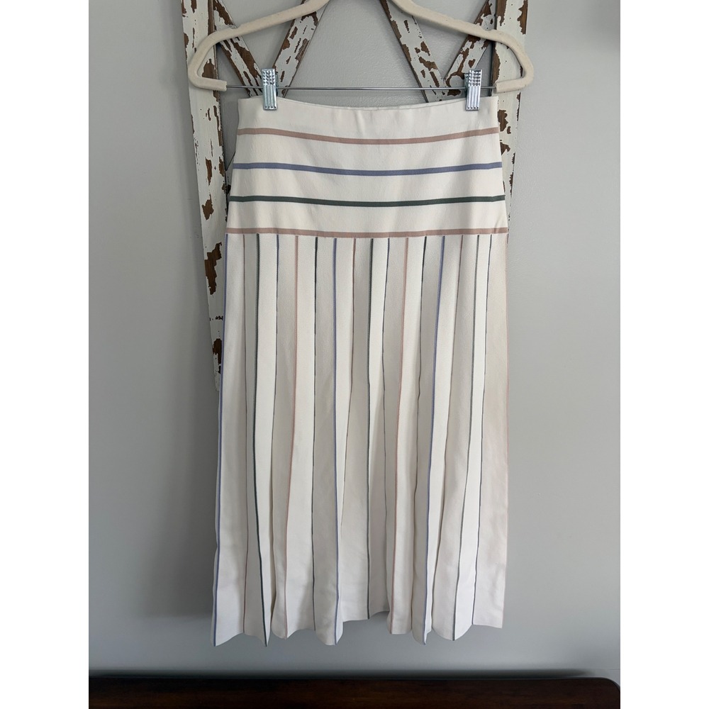 Novella Pleated A Line Maxi Midi Skirt Size L Multicolor Striped Boho